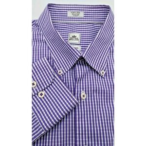 Peter‎ Millar Shirt XL Purple White Striped Seaside Finish Button Up Long Sleeve